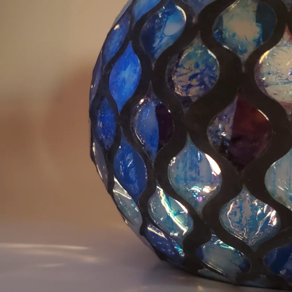 Iridescent Mosaic Glass Candle Holder, Vase, Bowl, Candy Dish NWOT 19